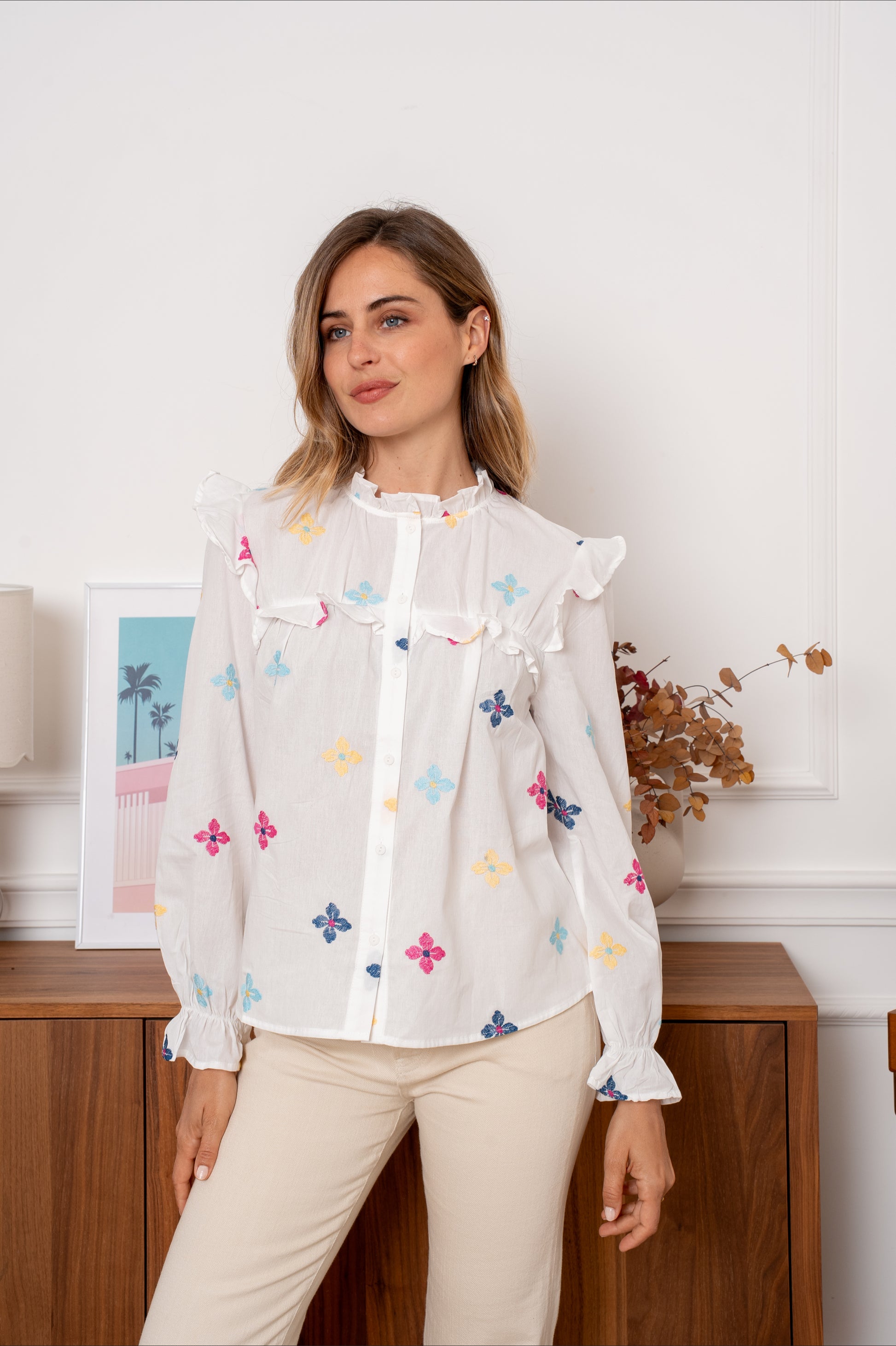FLOWERS ARE BORN BLOUSE - WHITE