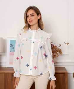 FLOWERS ARE BORN BLOUSE - WHITE