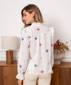FLOWERS ARE BORN BLOUSE - WHITE