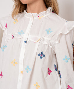 FLOWERS ARE BORN BLOUSE - WHITE