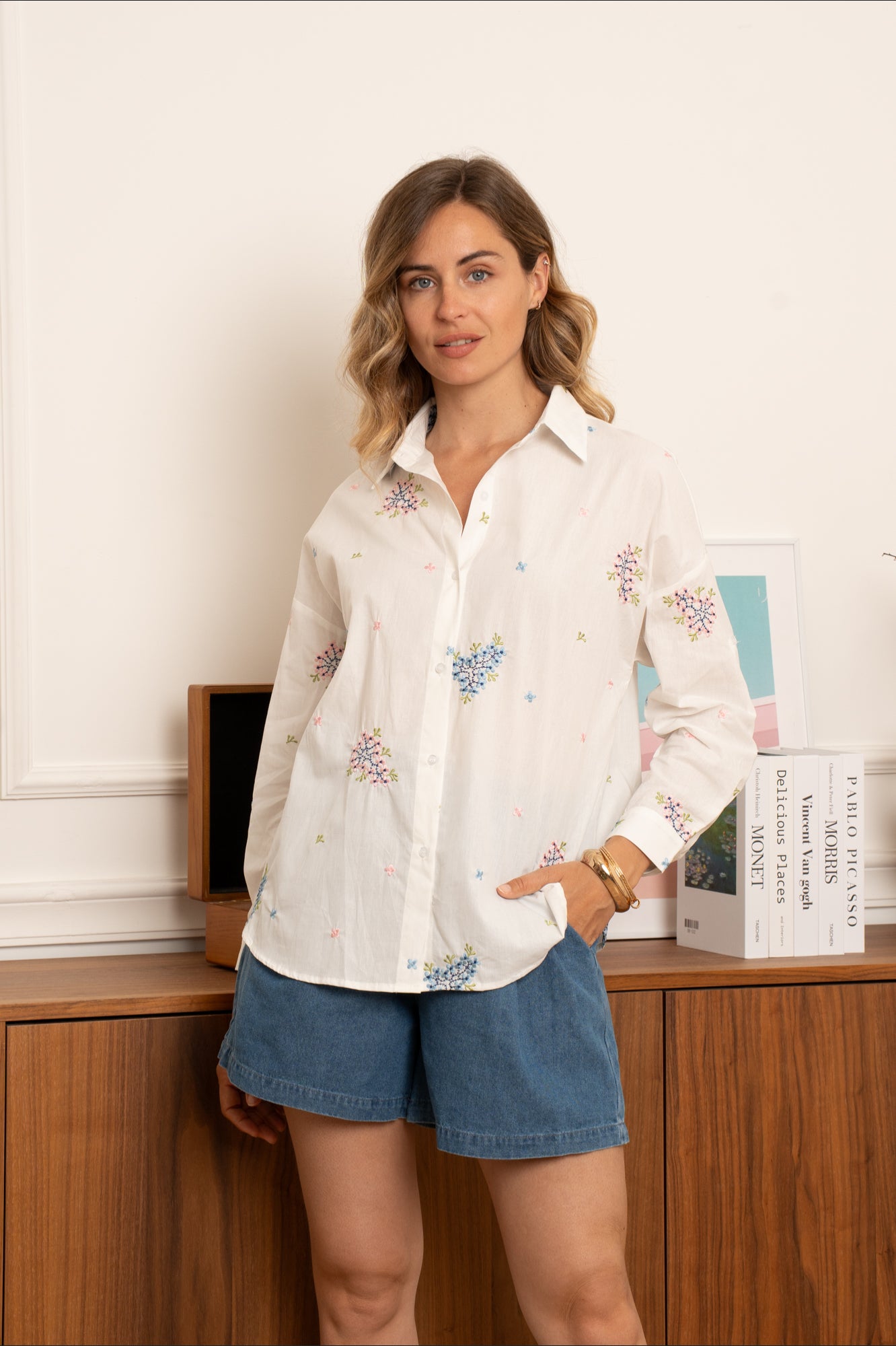 TWIGS WITH FLOWERS BLOUSE - OFFWHITE