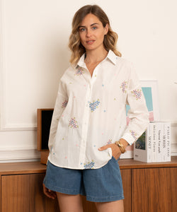 TWIGS WITH FLOWERS BLOUSE - OFFWHITE