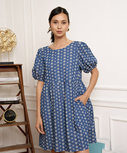 MARIE-CLAIRE EMBROIDERY DRESS - DENIM