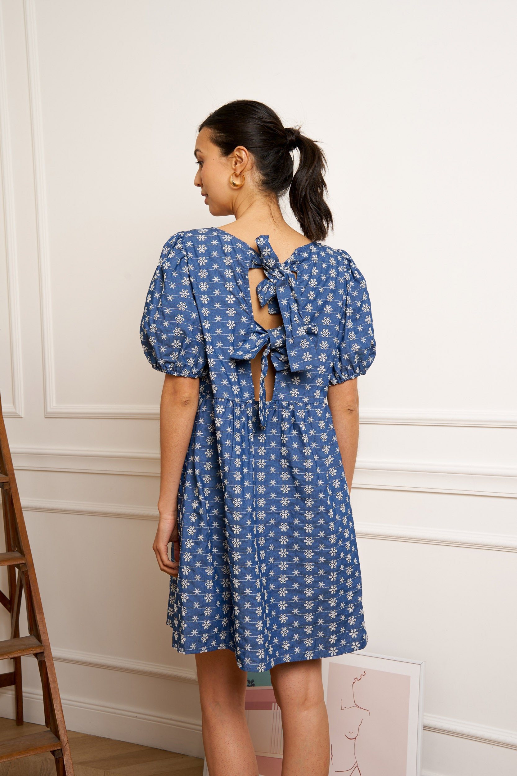 MARIE-CLAIRE EMBROIDERY DRESS - DENIM