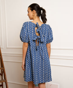 MARIE-CLAIRE EMBROIDERY DRESS - DENIM