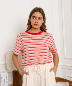 VIERA STRIPED TEE - RED/PINK
