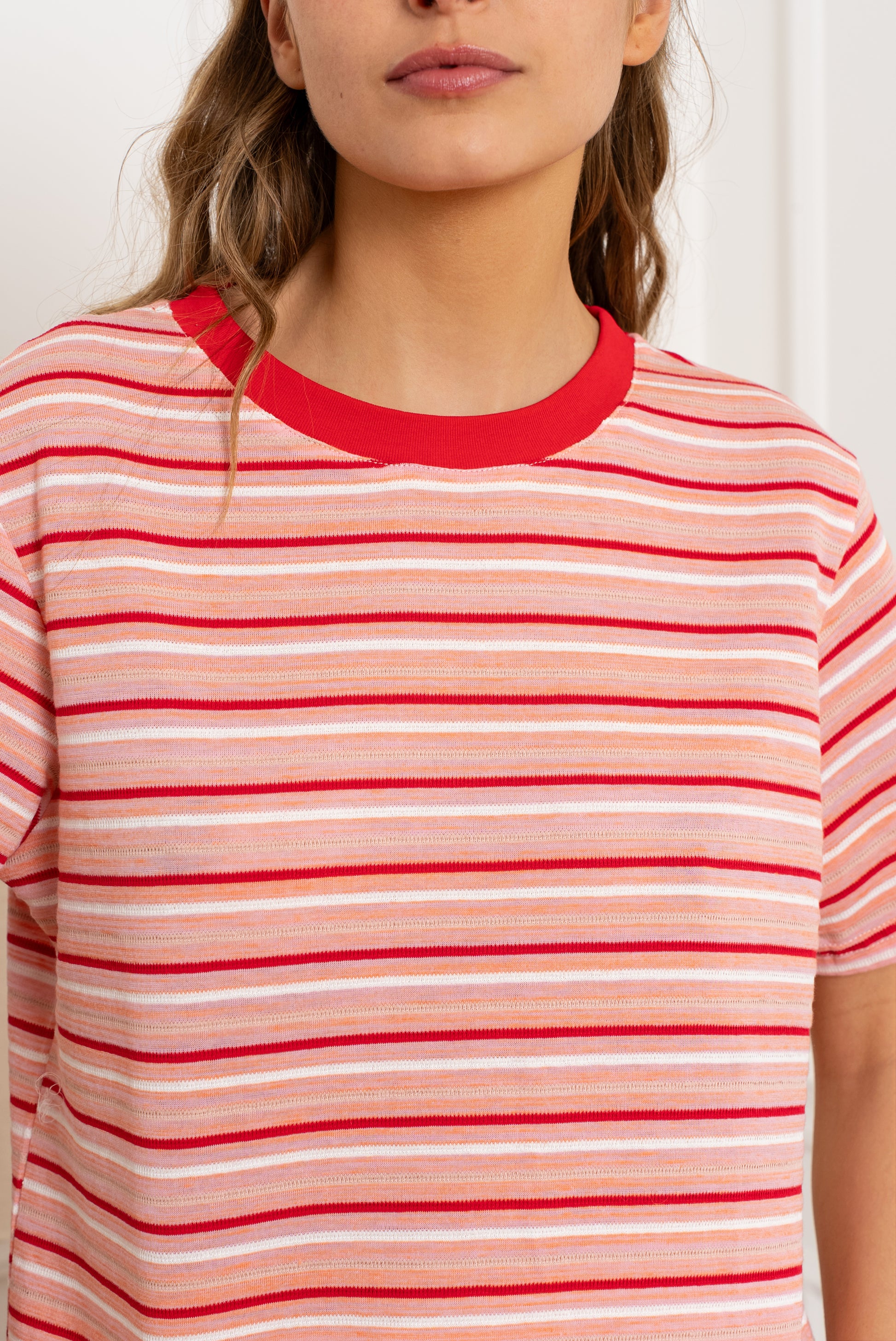 VIERA STRIPED TEE - RED/PINK