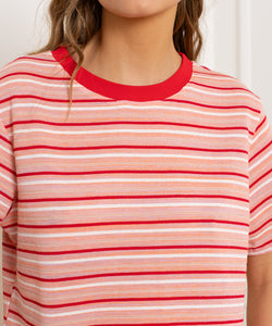 VIERA STRIPED TEE - RED/PINK