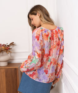 DUNJA FLOWER BLOUSE - ORANGE