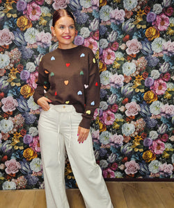 JOY OF HEARTS KNIT - COFFEE