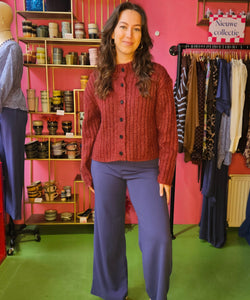 CHUNKY KNIT CARDIGAN  - BORDEAUX