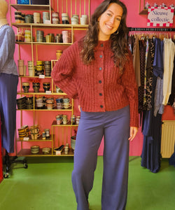 CHUNKY KNIT CARDIGAN  - BORDEAUX