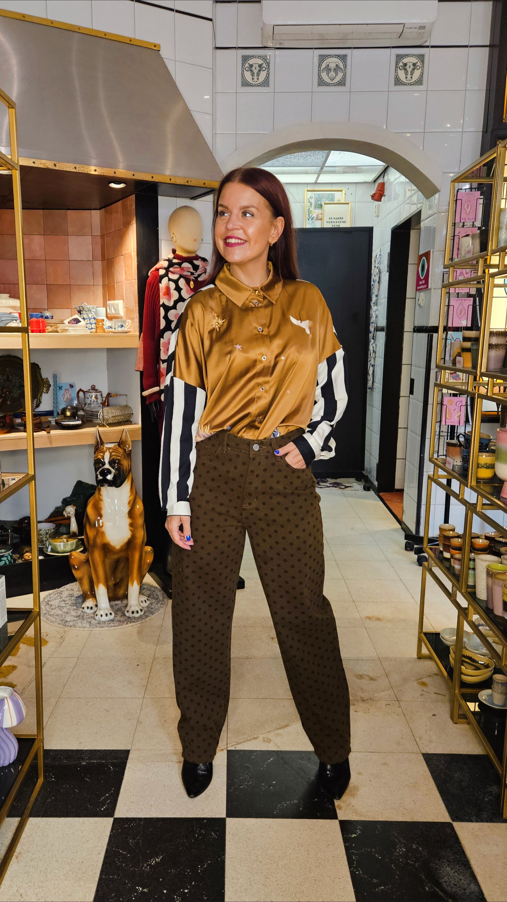 POLKA DOT JEANS - BROWN