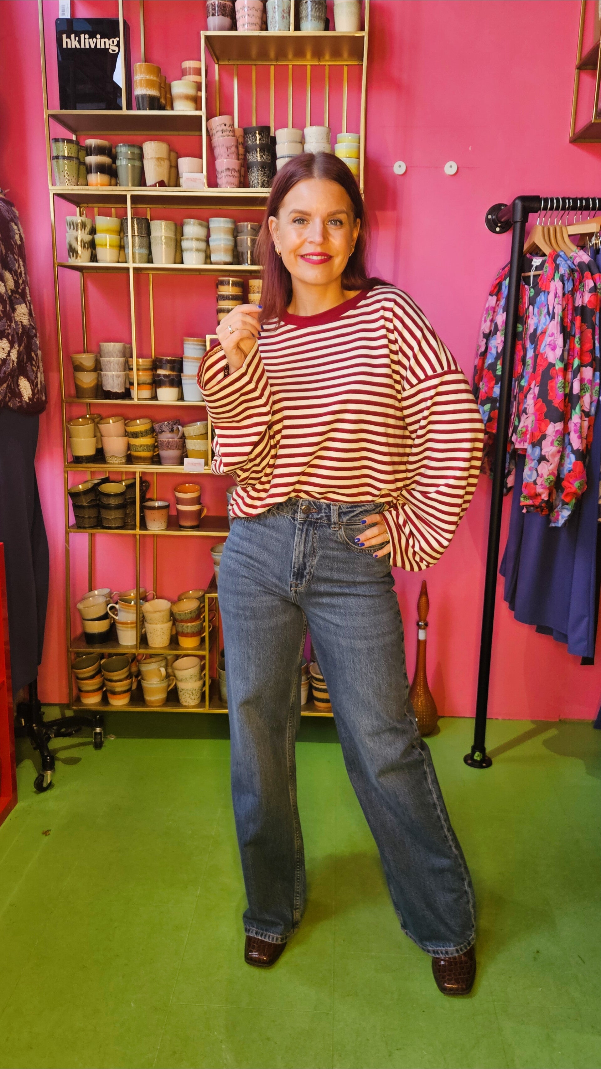 SAMMIE STRIPED SHIRT - BORDEAUX