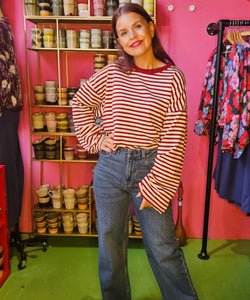 SAMMIE STRIPED SHIRT - BORDEAUX