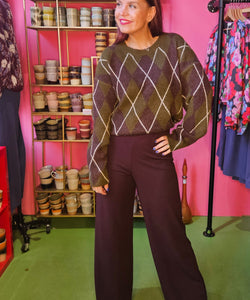 DIAMOND KNIT - GREEN/BROWN