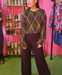 DIAMOND KNIT - GREEN/BROWN