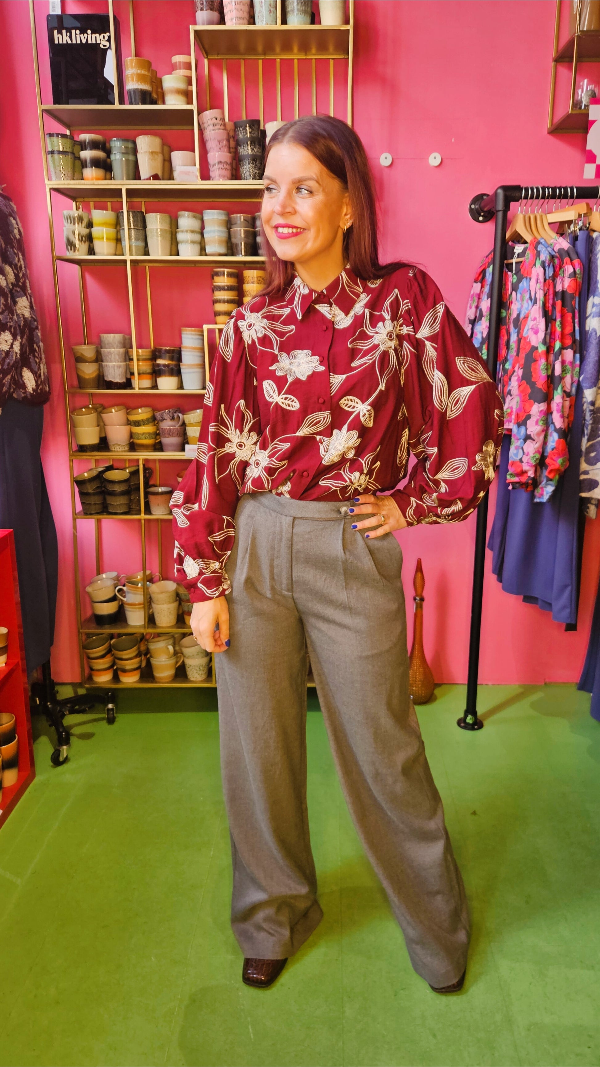 FLOWER LINES BLOUSE - BORDEAUX