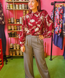 FLOWER LINES BLOUSE - BORDEAUX