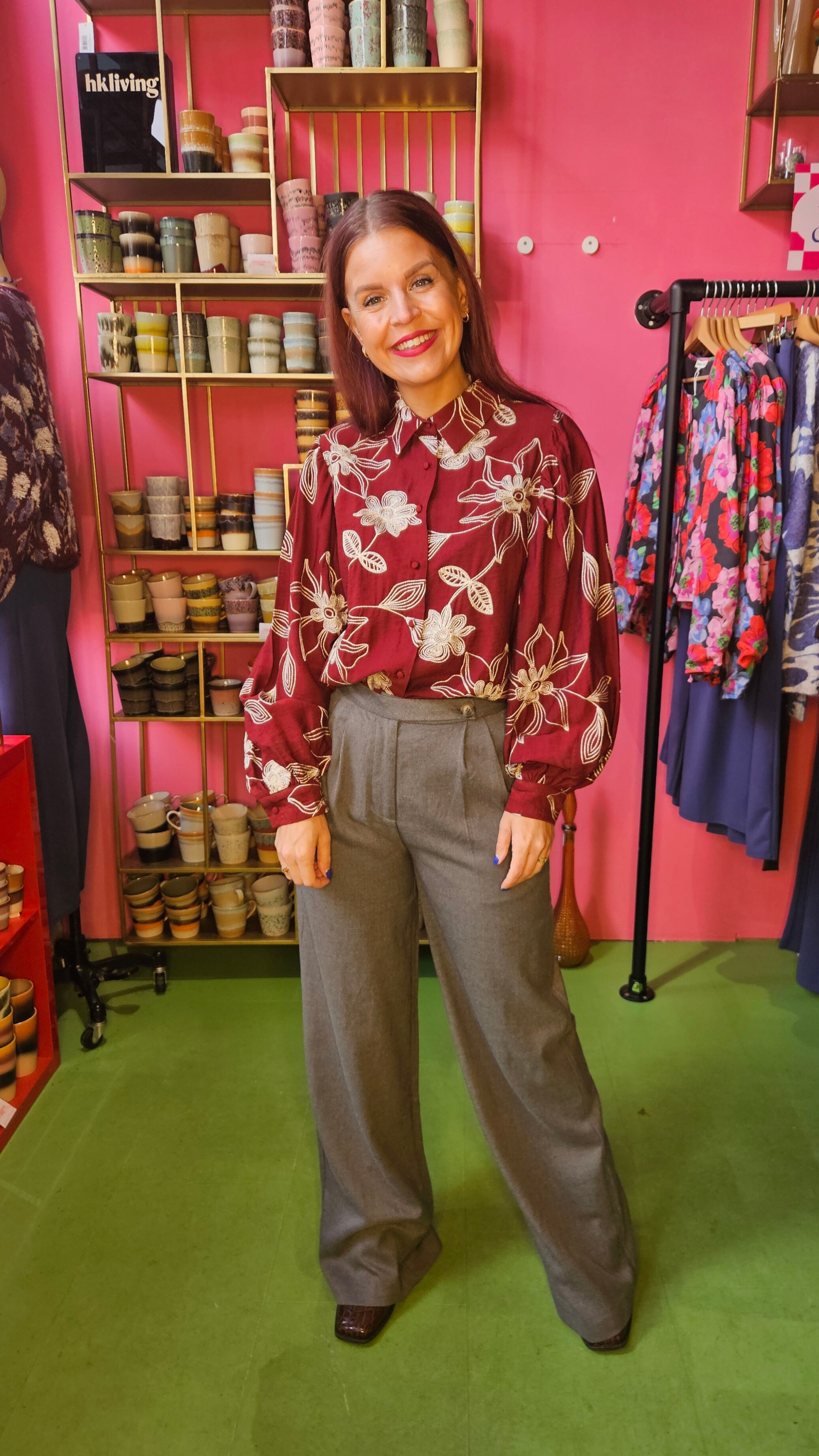 FLOWER LINES BLOUSE - BORDEAUX