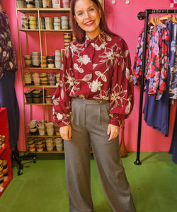 FLOWER LINES BLOUSE - BORDEAUX