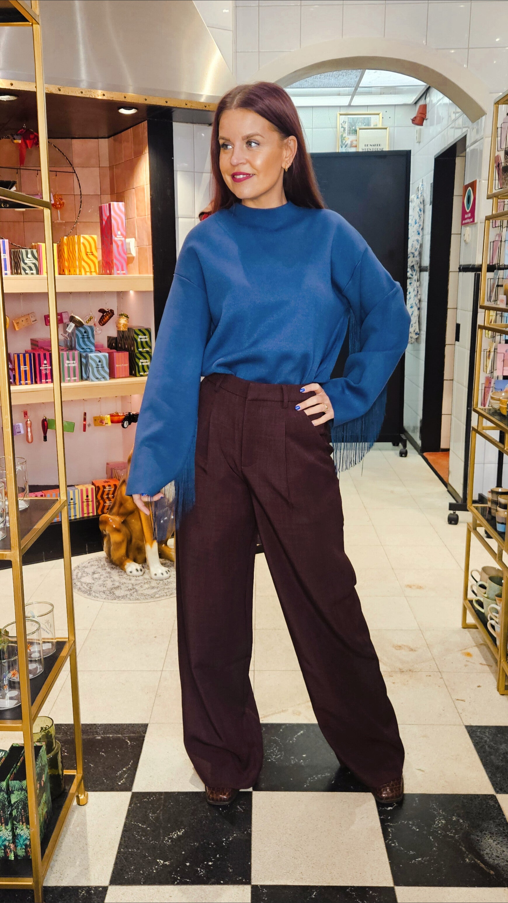 Y.A.S | FRINGA LS O-NECK KNINT PULLOVER - SARGASSO SEA