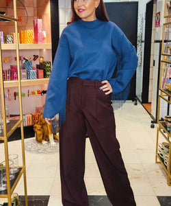 Y.A.S | FRINGA LS O-NECK KNINT PULLOVER - SARGASSO SEA