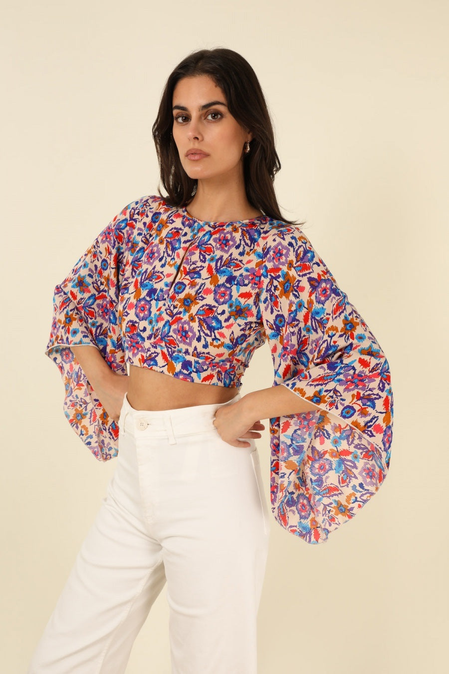 SUE FLOWERY BLOUSE - BLUE