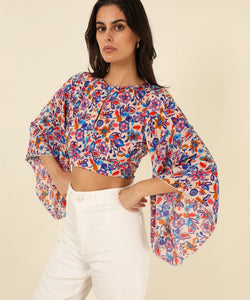 SUE FLOWERY BLOUSE - BLUE