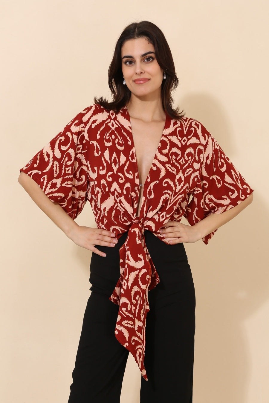 TESS WRAP BLOUSE - BORDEAUX