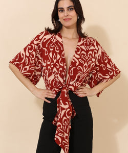 TESS WRAP BLOUSE - BORDEAUX