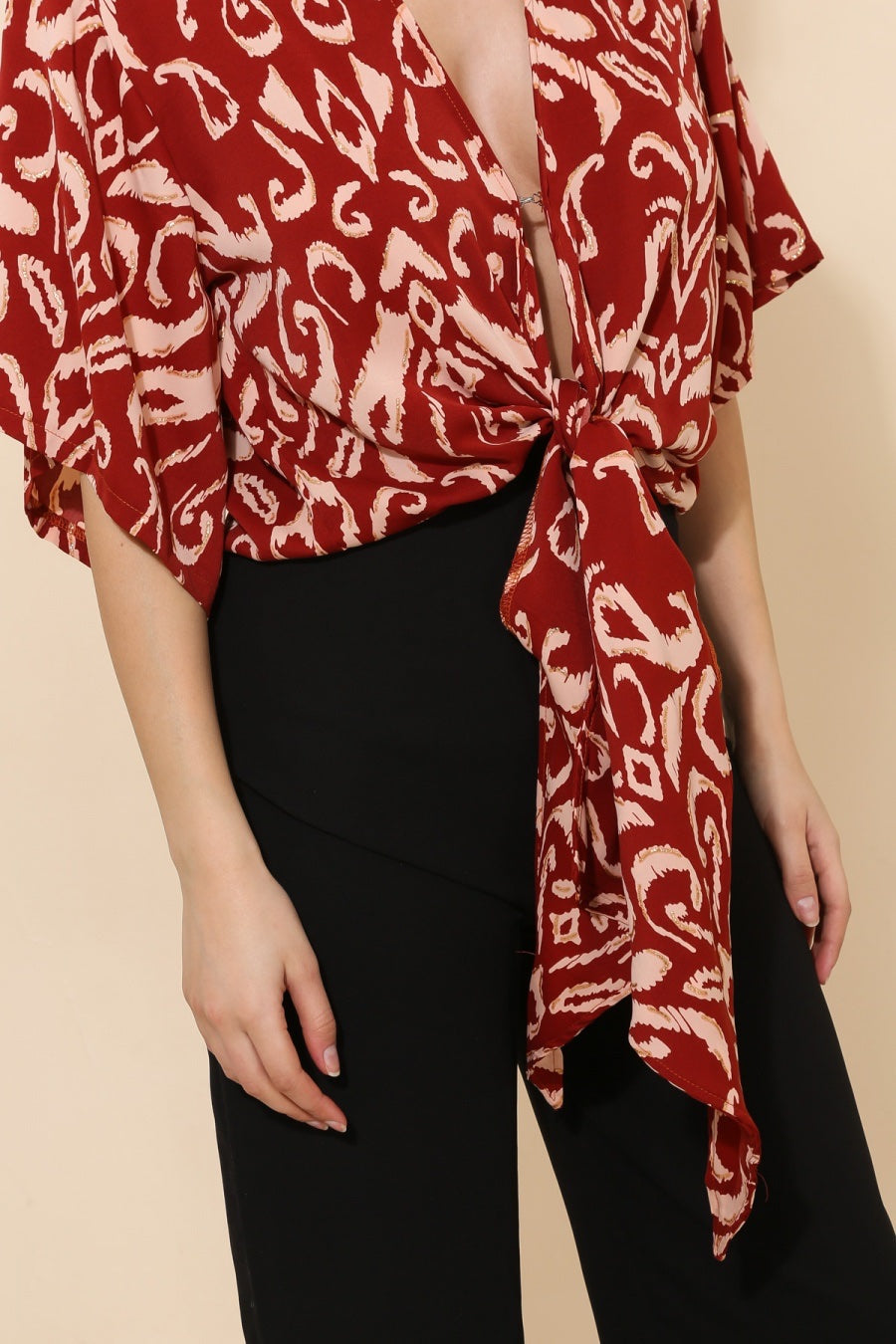 TESS WRAP BLOUSE - BORDEAUX