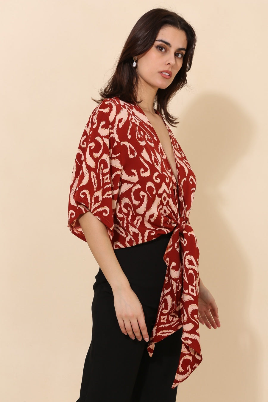 TESS WRAP BLOUSE - BORDEAUX