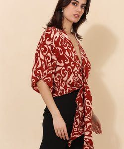 TESS WRAP BLOUSE - BORDEAUX