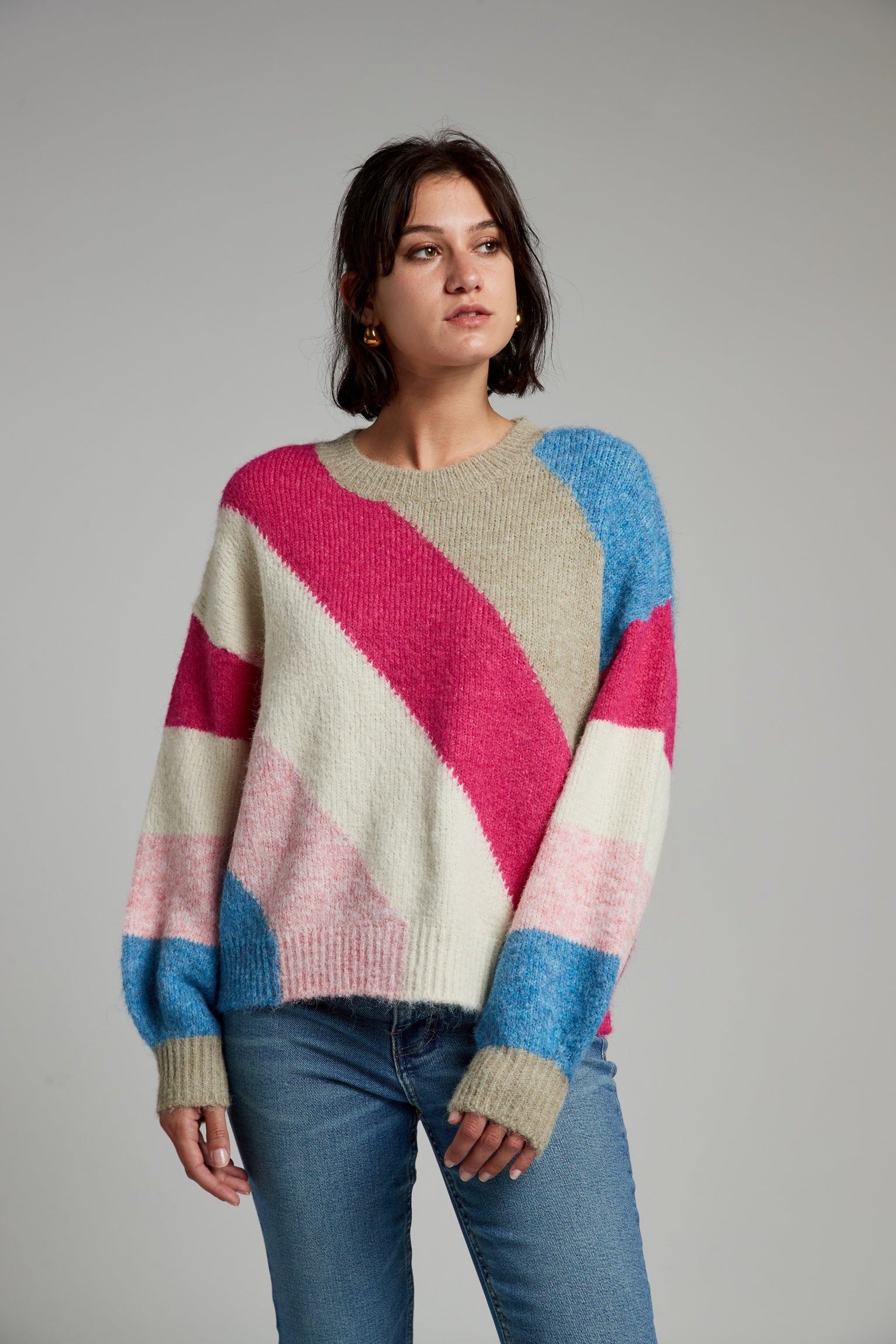 RAINBOW KNIT - FUCHSIA/BLUE