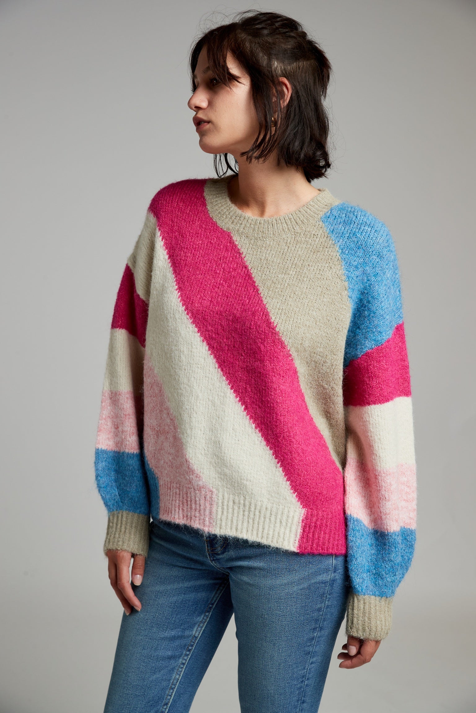 RAINBOW KNIT - FUCHSIA/BLUE