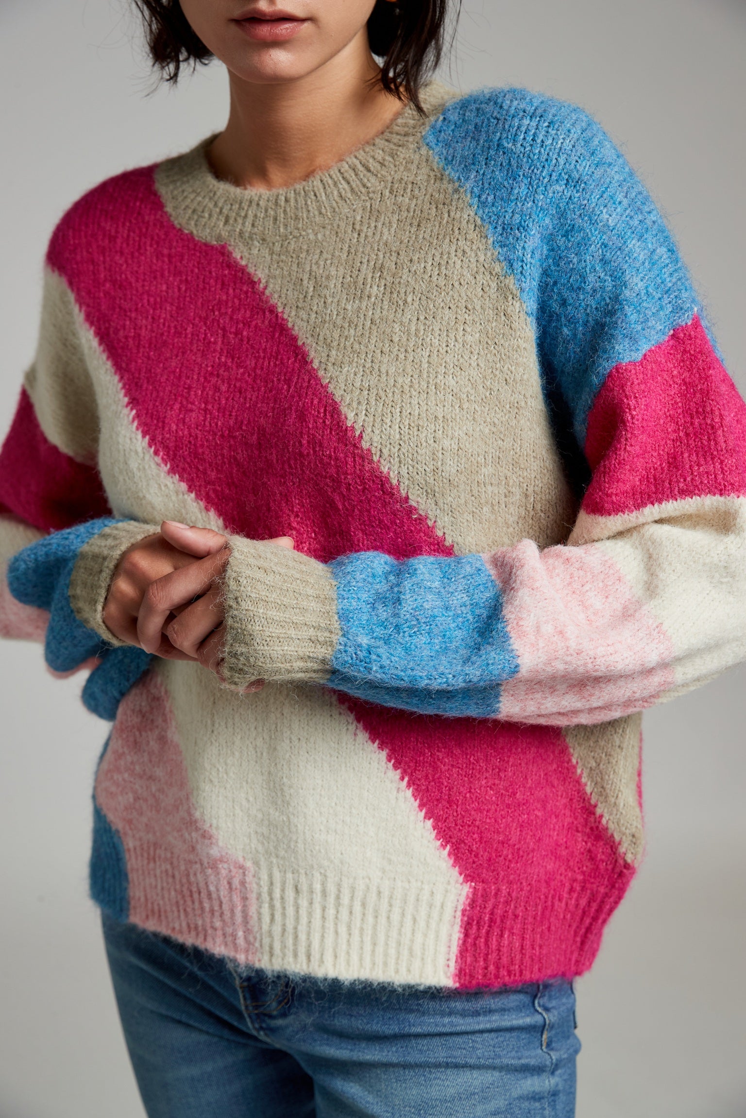 RAINBOW KNIT - FUCHSIA/BLUE