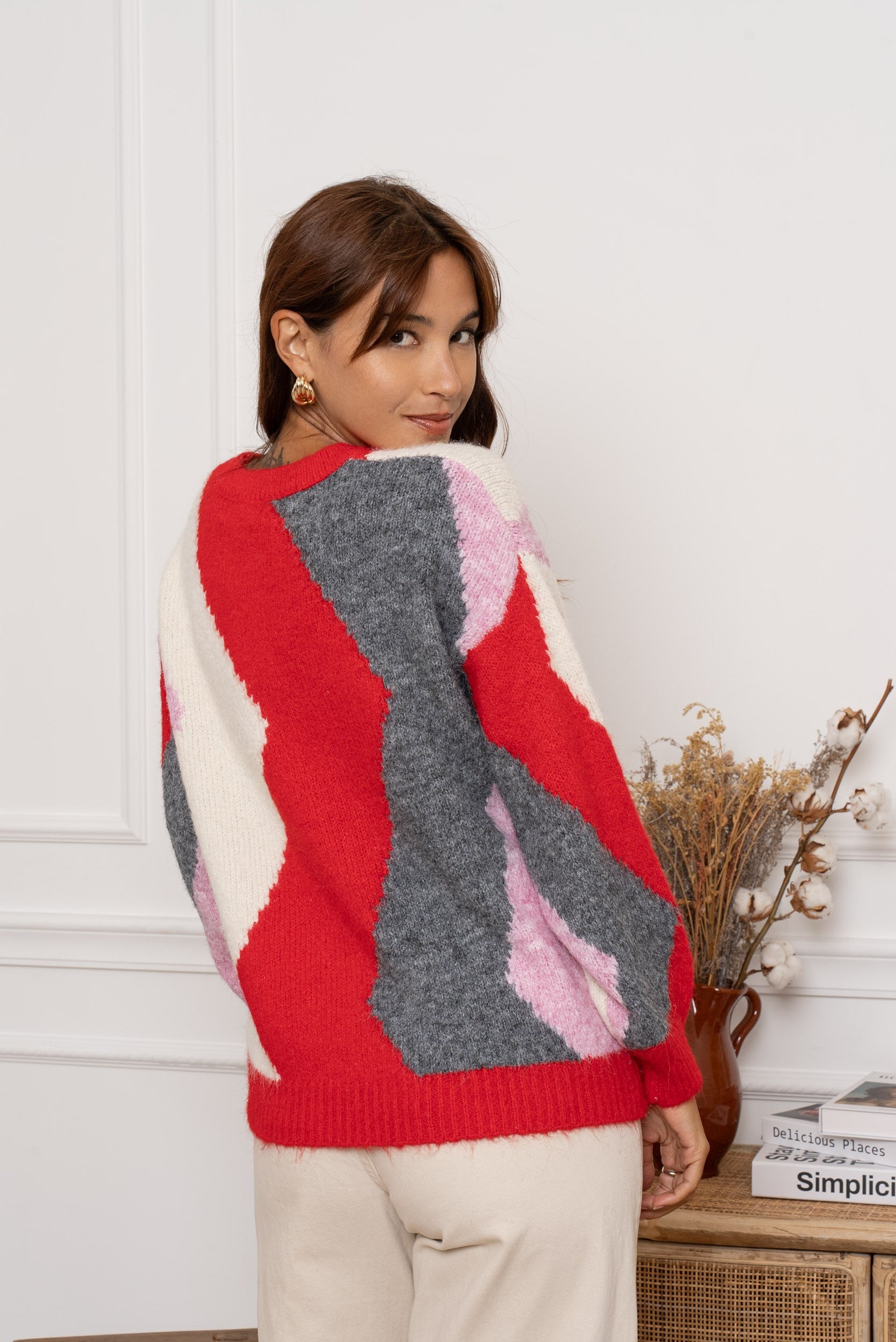 RAINBOW KNIT - RED / GREY