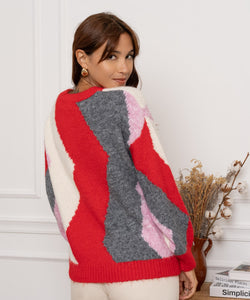 RAINBOW KNIT - RED / GREY