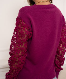 ANDORA KNITTED LACE PULLOVER - VIOLET