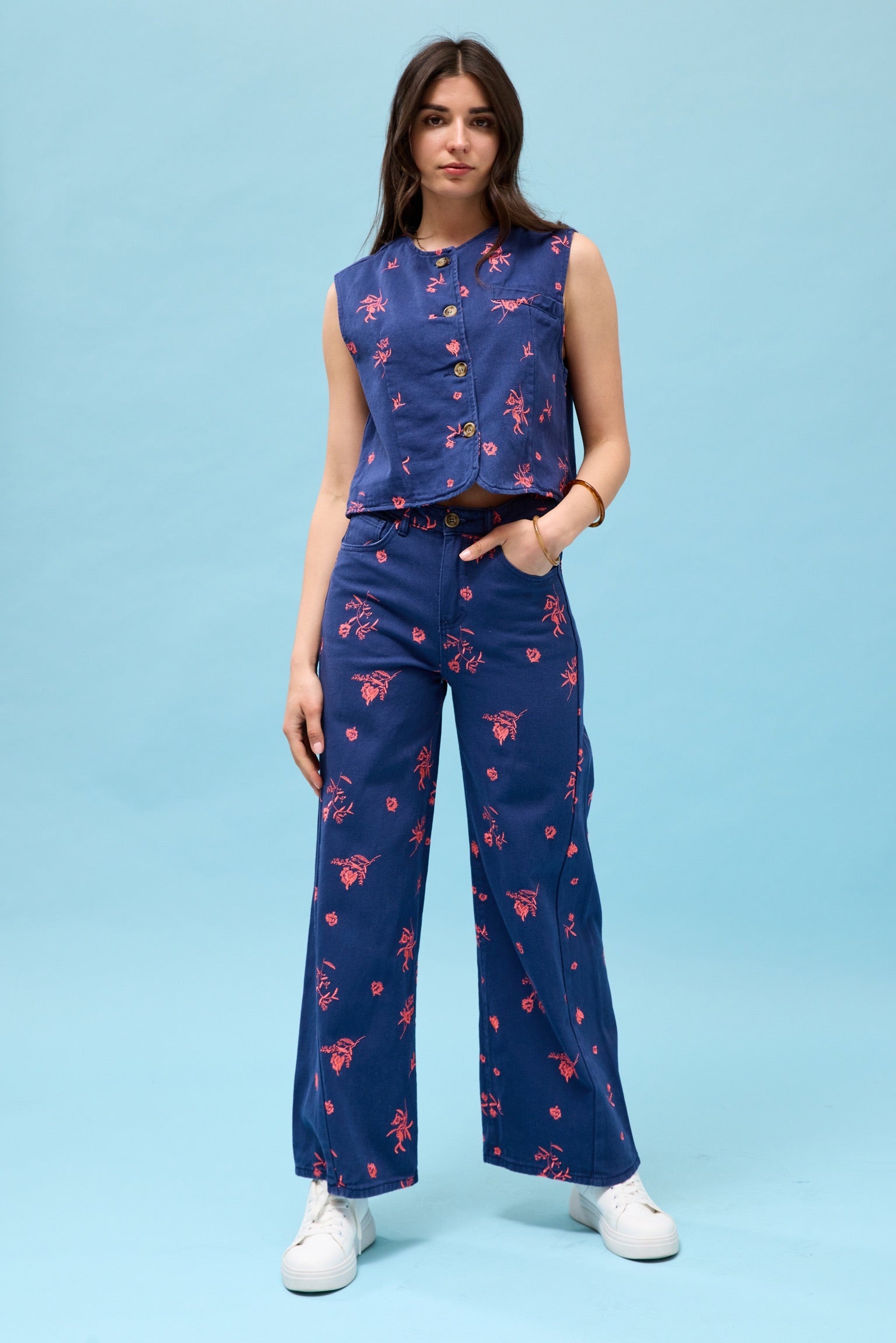 VONNI DENIM JEANS - NAVY/PINK