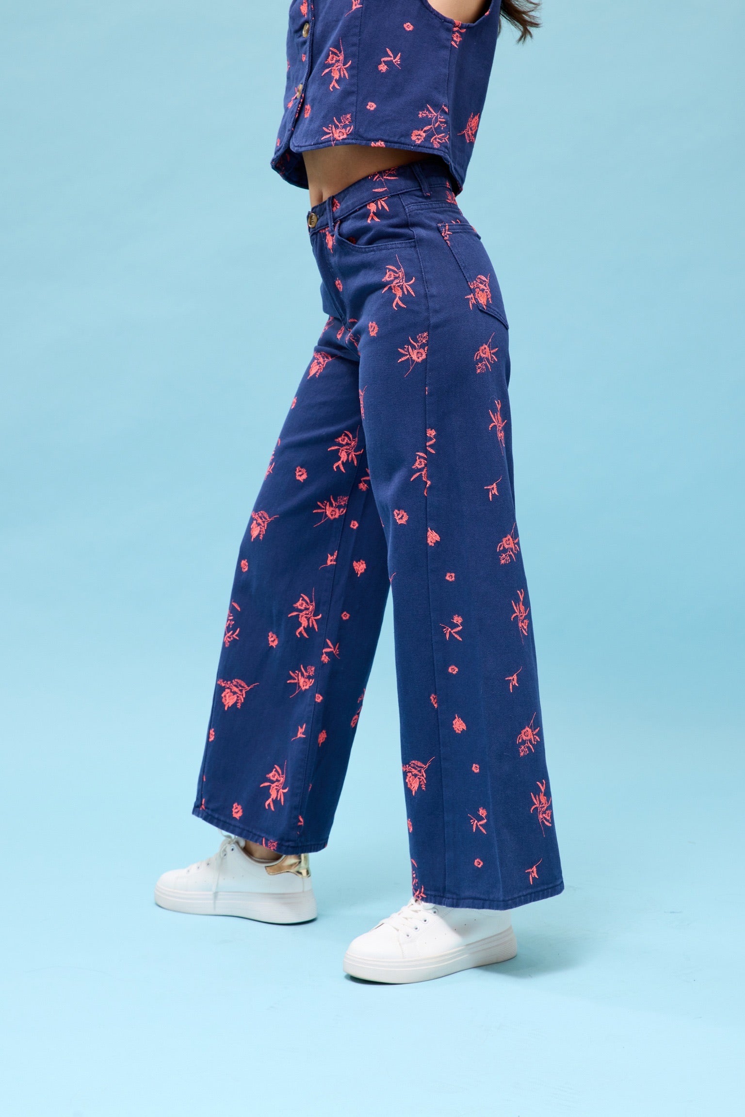 VONNI DENIM JEANS - NAVY/PINK