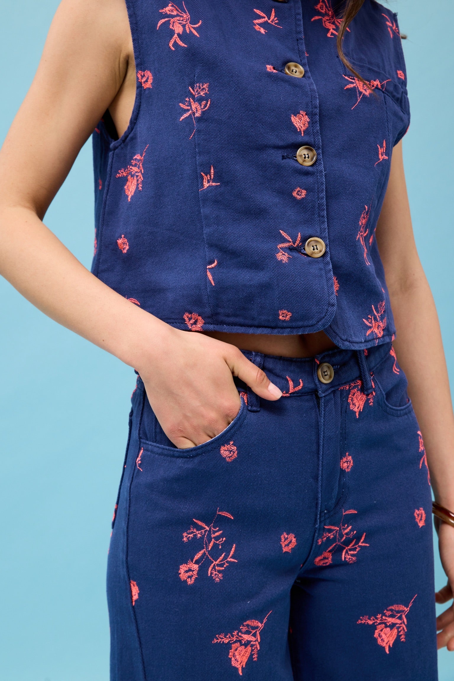 VONNI DENIM JEANS - NAVY/PINK