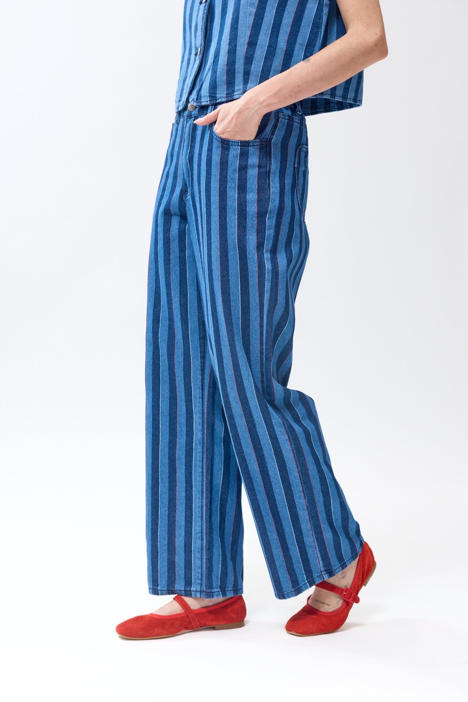 MARION STRIPED JEANS - BLUE