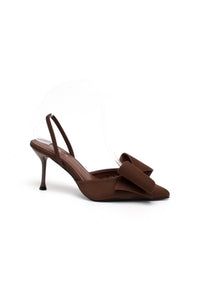 BOW TIE STILETTO HEELS - BROWN