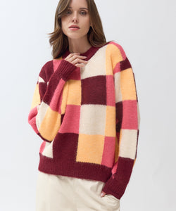 JUDE BLOCKED KNIT - WINE