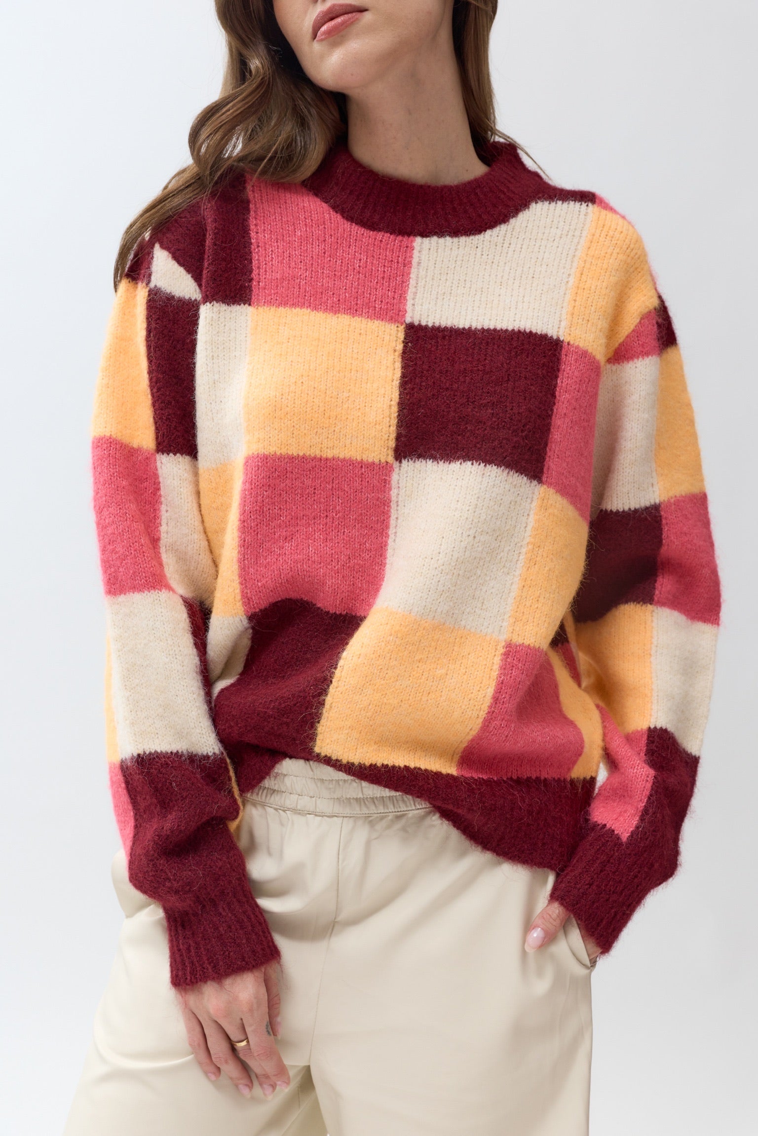 JUDE BLOCKED KNIT - WINE