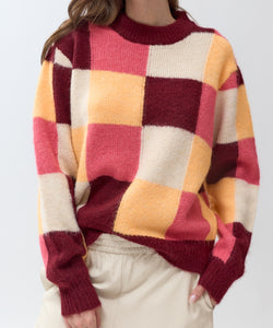 JUDE BLOCKED KNIT - WINE