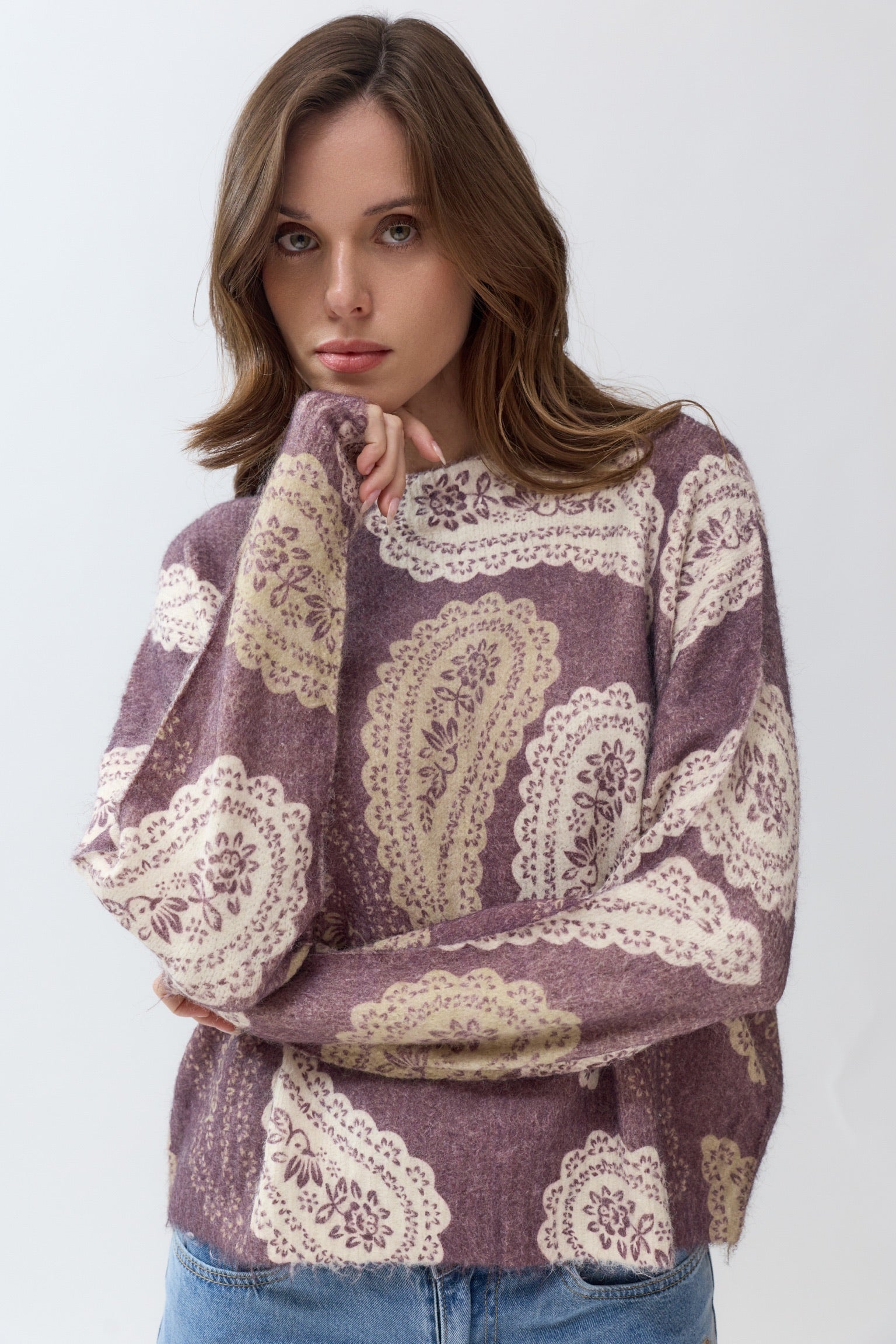 GUILLARD PAISLEY KNIT - COFFEE FUDGE