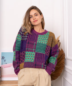 BARBORA BLOCKED PULLOVER - PURPLE
